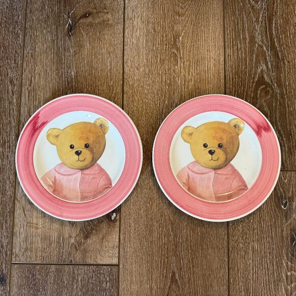 2 Vintage Italian Alimenti Teddy bear 8" plates - Picture 6 of 13